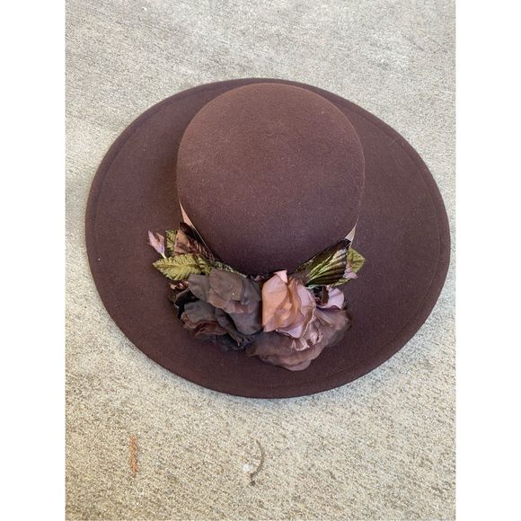 Cappelli Straworld, Inc Chocolate Brown Floral 4 in Brim Hat, One Size - Picture 1 of 6